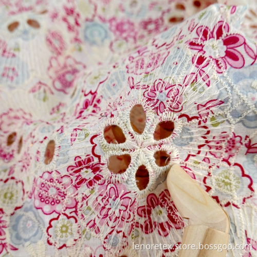 100% Cotton Poplin Cutwork Embroidery Fabric